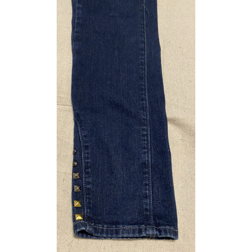 7 for all Mankind Skinny Jeggings Size 27 Dark Denim Jeans Studded Jeweled Legs - Picture 6 of 14